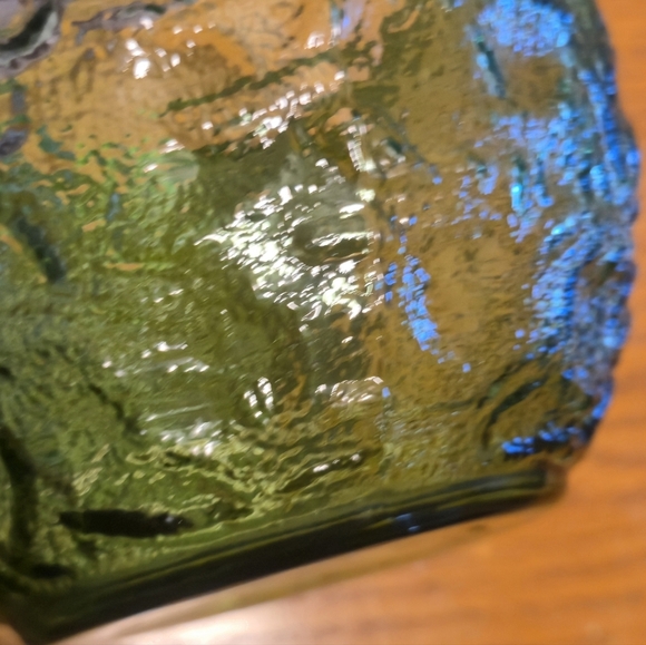 Textured Glass Vase Bowl Avocado Green Vintage EO Brody Co. - Picture 5 of 5
